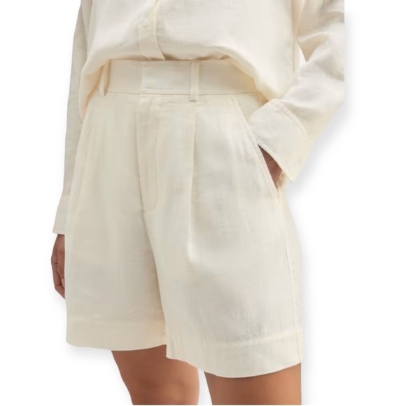 Everlane Pants - Everlane The Linen Way High Drape Shorts cream white ecru size 6 small